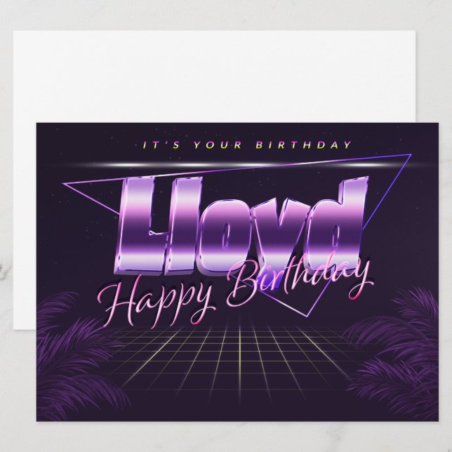 Prénom lila retro Anniversaire de la carte (Devant / Derrière)