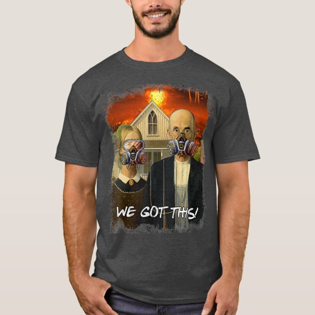 Preppers Gifts American Gothic Parody Doomsday T-Shirt (Vorderseite)
