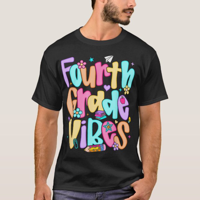 Preppy 4th grade Vibes back to School Teachers T-Shirt (Vorderseite)