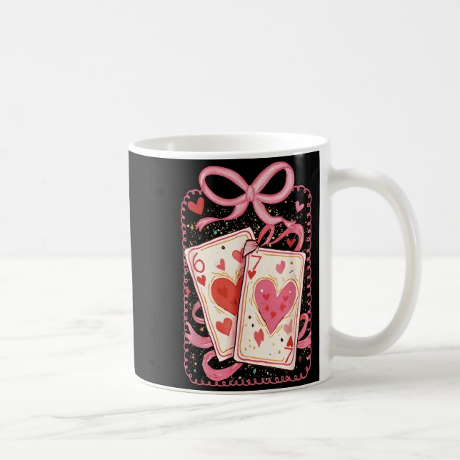 Preppy 6 7 Valentine Couple Love Hearts Playing Ca Kaffeetasse (Rechts)