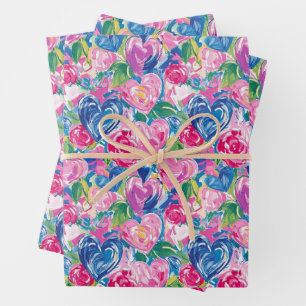 Preppy Abstrakt Hearts Wrapping Paper Geschenkpapier Set