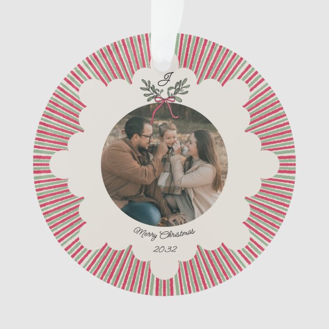 Preppy Acrylic Christmas Ornament with Photo  (Vorderseite)