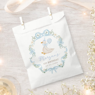 Preppy Albern Goose Blue Bow Boy Baby Showdusche Geschenktütchen