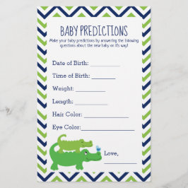 Preppy Alligator Baby Shower Predictions Card