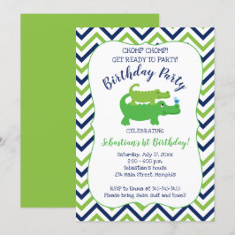Preppy Alligator Crocodile Boy Invitation Annivers