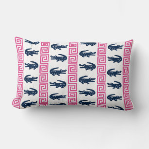 Preppy-Alligator mit griechischem Schlüsselstreife Lendenkissen