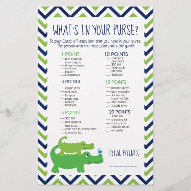 Preppy Alligator Was ist in deinem Purse Game? (Vorderseite)