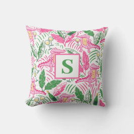 Preppy Alligator Wine Pink Green Monogram Kissen