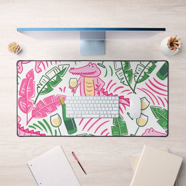Preppy Alligator Wine Pink Green Schreibtischunterlage (Büro 1)