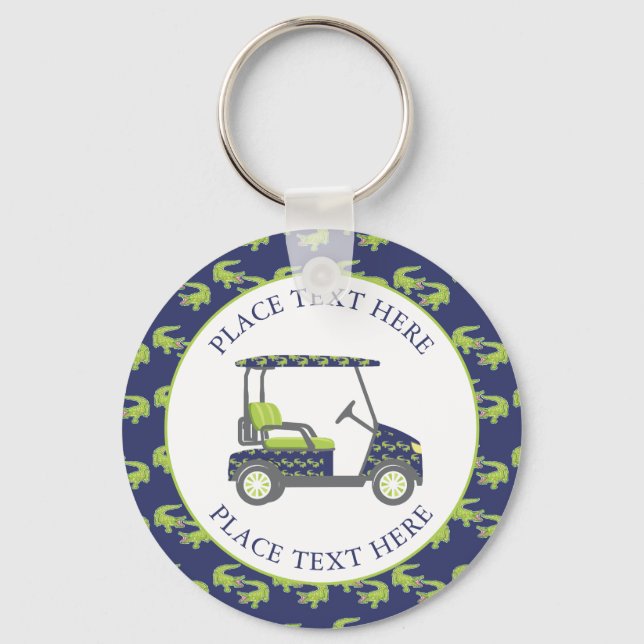 Preppy Alligators Golf Cart Schlüsselanhänger (Vorderseite)