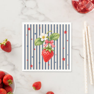 Preppy-Americana-Baby-Party Erdbeer-Gingham Serviette