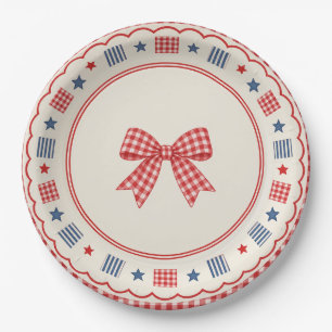Preppy-Americana-Baby-Party Gingham-Schleifenmus Pappteller