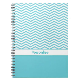 Preppy Aqua Blue und White Chevrons mit Namen Notizblock