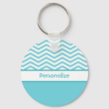 Preppy Aqua Blue und White Chevrons mit Namen