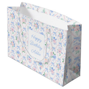 Preppy-Aquarell-Bogen und Blumen individuell anpas Große Geschenktüte