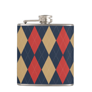 Preppy Argyle Navy Khaki Khaki Personalisiert Flachmann