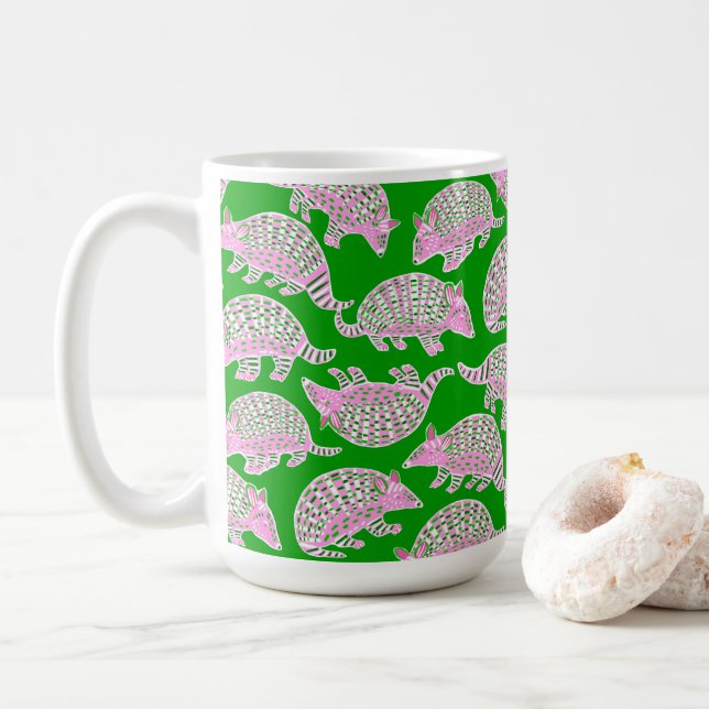 Preppy Armadillos Pink Green Kaffeetasse (Mit Donut)