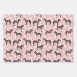Preppy Ästhetik Pink Zebra Geschenkpapier Set