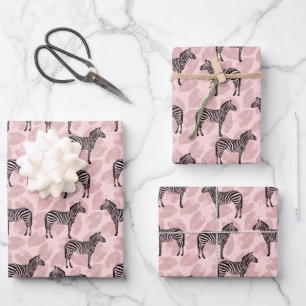 Preppy Ästhetik Pink Zebra Geschenkpapier Set
