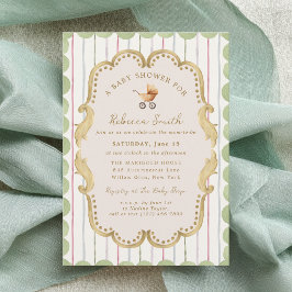Preppy Baby Carriage Grandmillennial Baby Shower Einladung