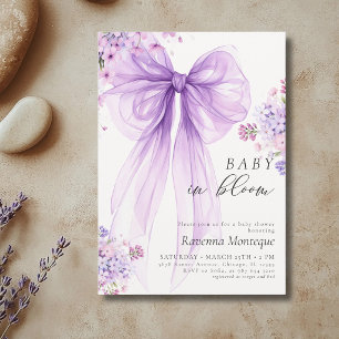 Preppy Baby in Bloom Lila Blumen-Schleife Babypart Einladung