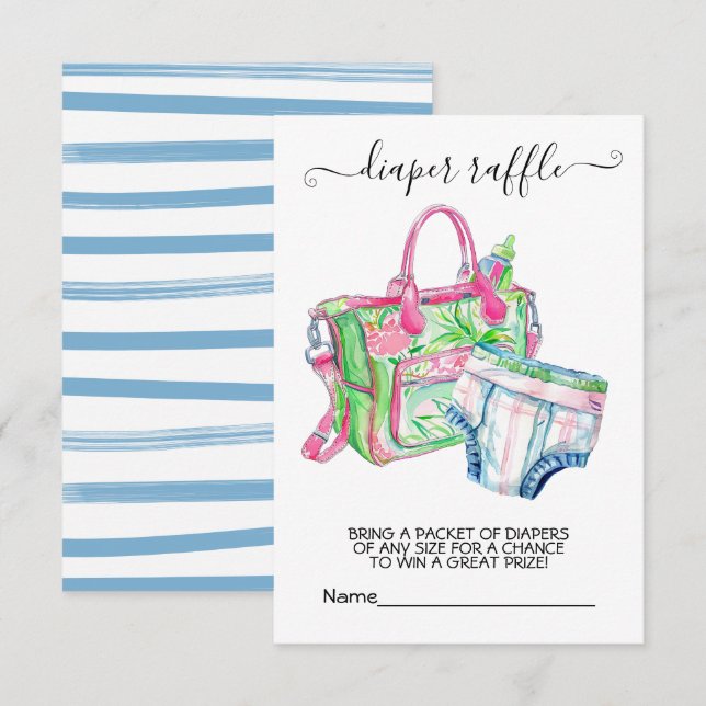 Preppy Baby Shower - Gewinnkarte Einladung (Vorne/Hinten)
