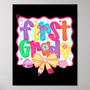 Preppy Back To School 1. Klasse Coquette Schleife  Poster