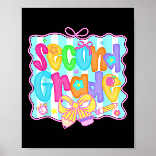 Preppy Back To School 2. Klasse Coquette Schleife Poster