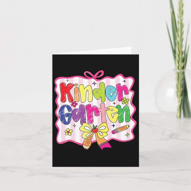 Preppy back to School Coquette Kindergarten Girl Karte (Vorderseite)