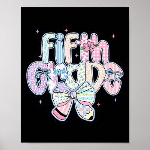 Preppy Back To School Floral 5. Klasse Coquette Gi Poster