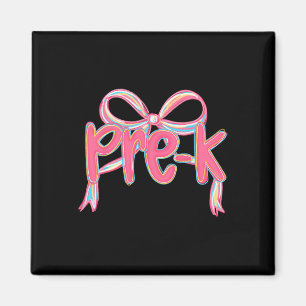 Preppy Back To School Pre-k Rosa Kokette-Schleife  Magnet
