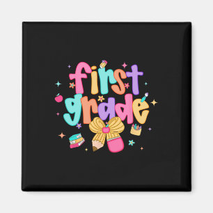 Preppy Back To School Schülerin der 1. Klasse Coqu Magnet