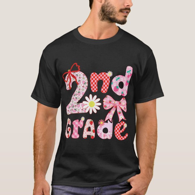 Preppy Back To School Strawberry Coquette 2Nd  T-Shirt (Vorderseite)