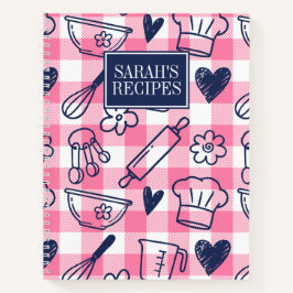 Preppy-Bäckerei-Rosa-Gingham-Rezept Notizbuch