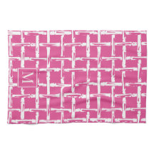 Preppy-Bambus – Heißrosa Küstenmonogramm