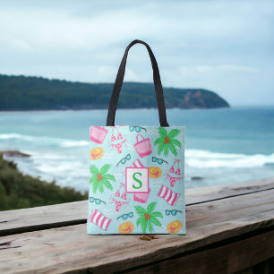 Preppy Beach Scene Bikini Handtuch Palm Baumhandtu Tasche