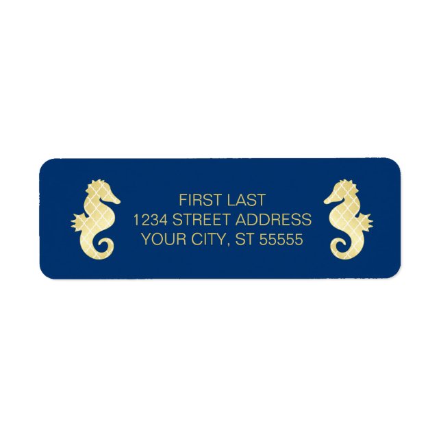 Preppy Beach Seepferd Navy Gold Hochzeit (Vorne)