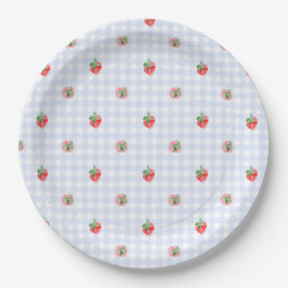 Preppy Berry First Birthday Watercolor Strawberrie Pappteller
