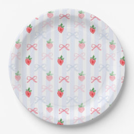 Preppy Berry First Birthday Watercolor Strawberrie Pappteller