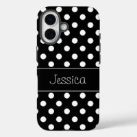 Preppy Black and White Polka Dots Personalisiert