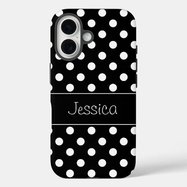 Preppy Black and White Polka Dots Personalisiert title_seo2 (Rückseite)