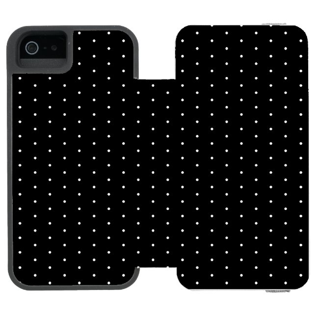 Preppy Black and White Tiny Polka Dots Muster Incipio iPhone Geldbeutel-Hülle (Folio Geöffnet)