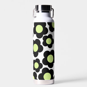 Preppy Black Neon Green Hippie Blume Pattern Trinkflasche