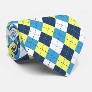 Preppy Blau Himbeere Zitrone Gelb Argyle Krawatte