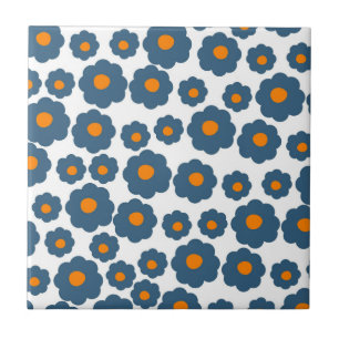 Preppy Blau Orange Hippie Blumenmuster Fliese
