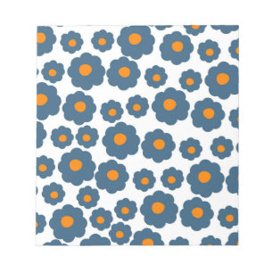 Preppy Blau Orange Hippie Blumenmuster Notizblock
