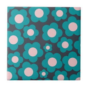 Preppy Blau Rosa Hippie Blumenmuster Fliese