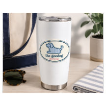 Preppy Blau Seersucker Hund Oval