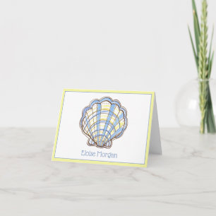 Preppy Blau und Gelb Kariert Scallop Muschel