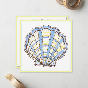 Preppy Blau und Gelb Kariert Scallop Muschel Mitteilungskarte